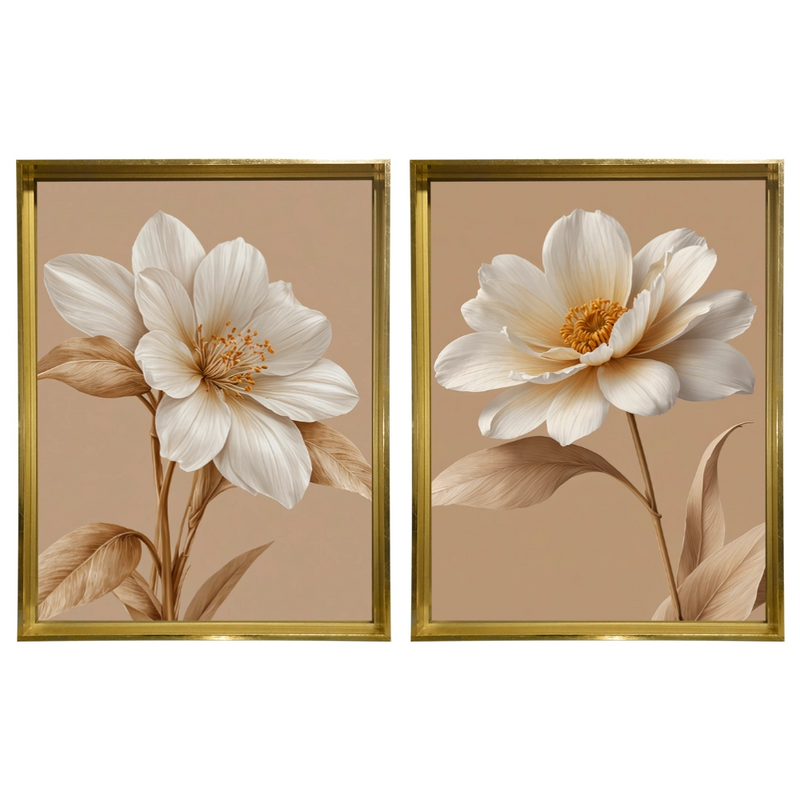 Kit 2 Quadros: Floral Terra Serena
