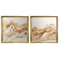 Kit 2 Quadros: Fluxo Dourado