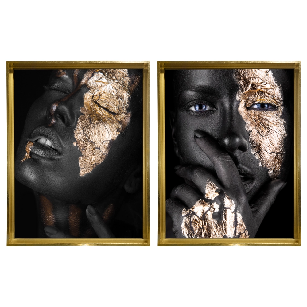 Kit 2 Quadros: Elegância Dourada