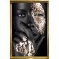 Rosto feminino com pintura Black e textura Gold