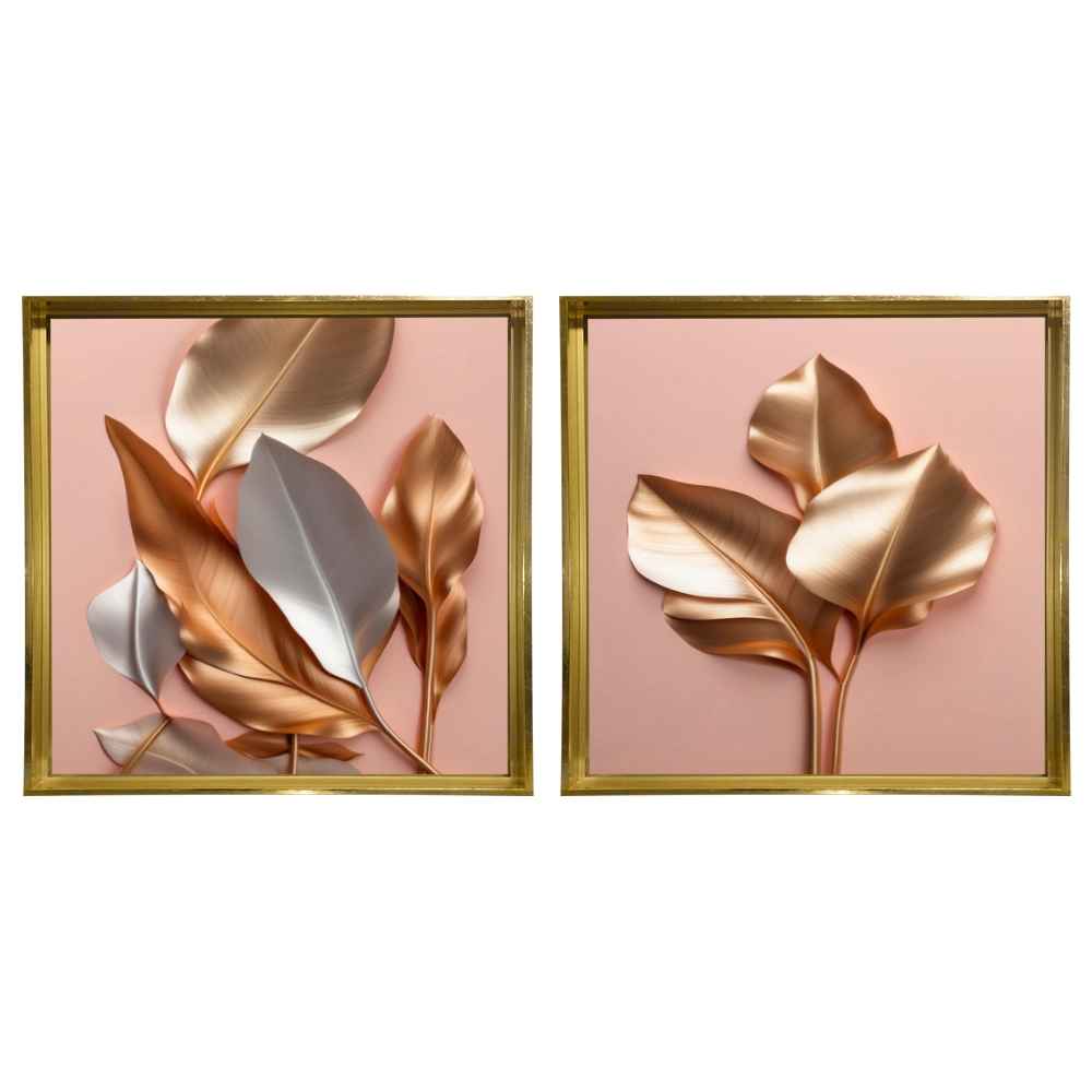 Kit 2 Quadros: Floral Metálico Gracioso