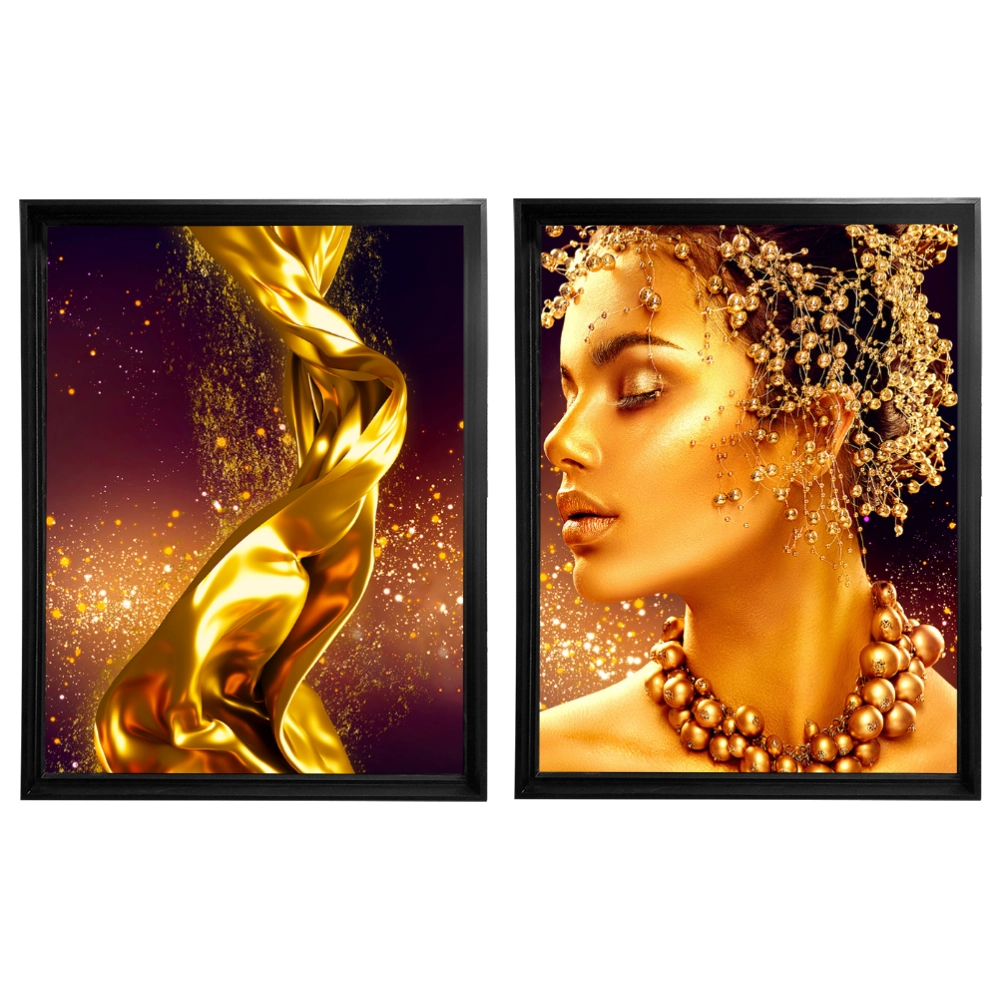 Kit 2 Quadros: Luxo Dourado