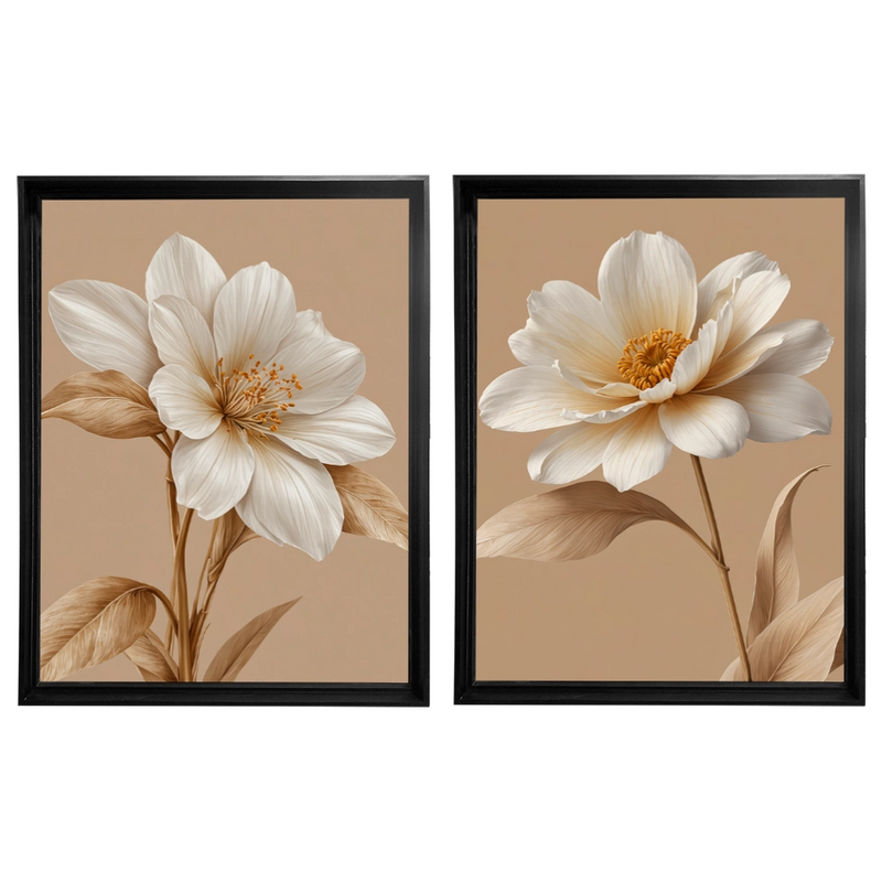 Kit 2 Quadros: Floral Terra Serena