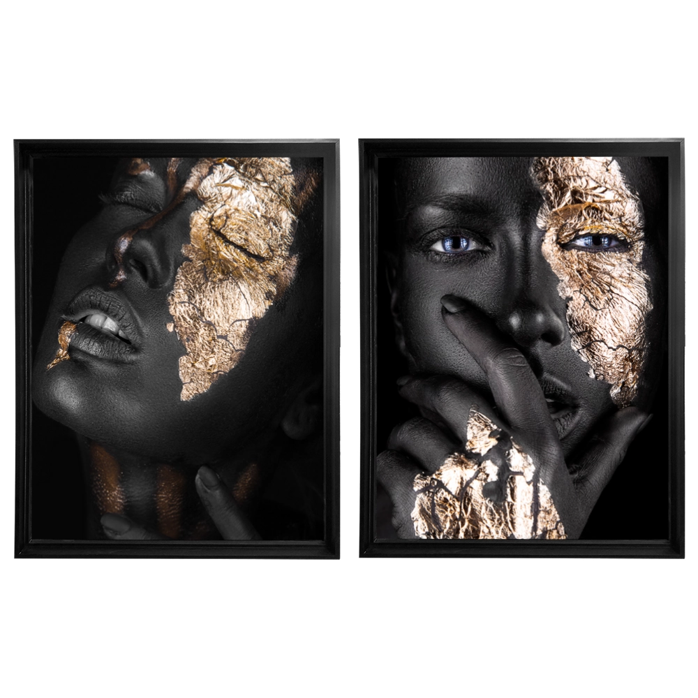 Kit 2 Quadros: Elegância Dourada