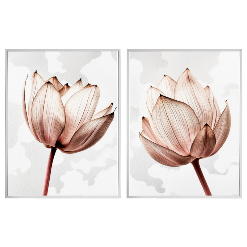 Kit 2 Quadros: Floral Rosa Sublime