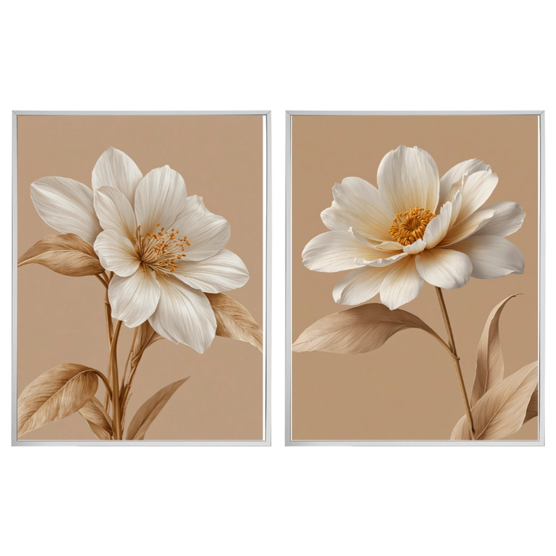 Kit 2 Quadros: Floral Terra Serena