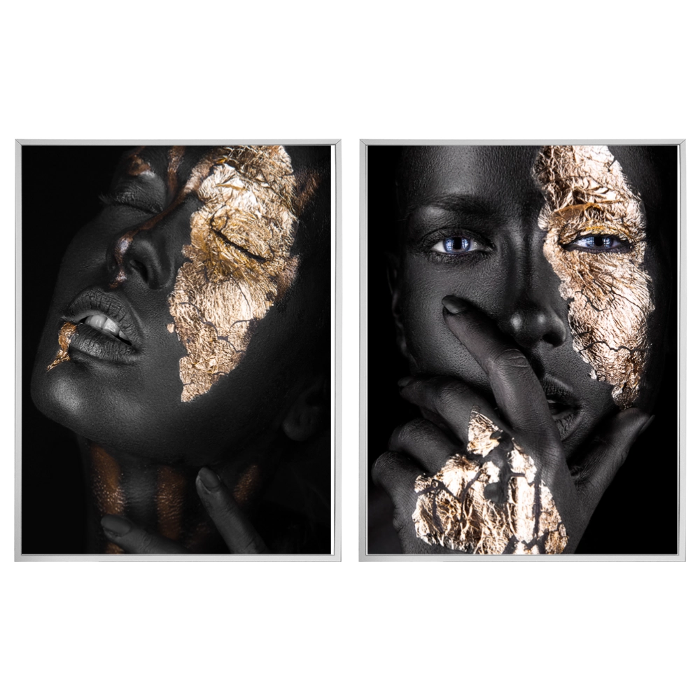 Kit 2 Quadros: Elegância Dourada