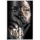 Rosto feminino com pintura Black e textura Gold