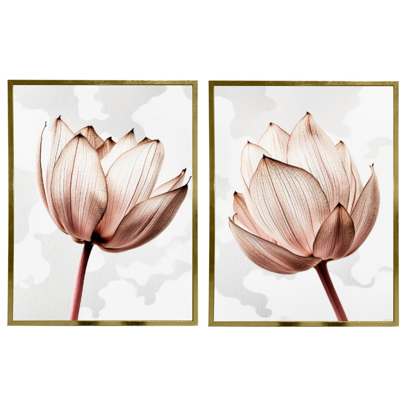 Kit 2 Quadros: Floral Rosa Sublime