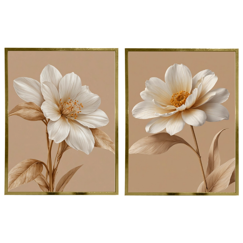 Kit 2 Quadros: Floral Terra Serena