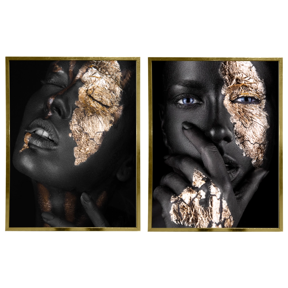 Kit 2 Quadros: Elegância Dourada