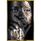 Rosto feminino com pintura Black e textura Gold