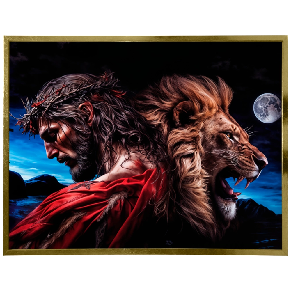 Quadro Leão Força e Paz