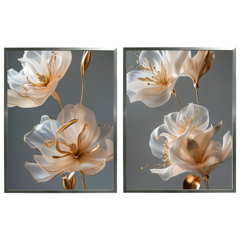 Kit 2 Quadros: Sofisticação Floral