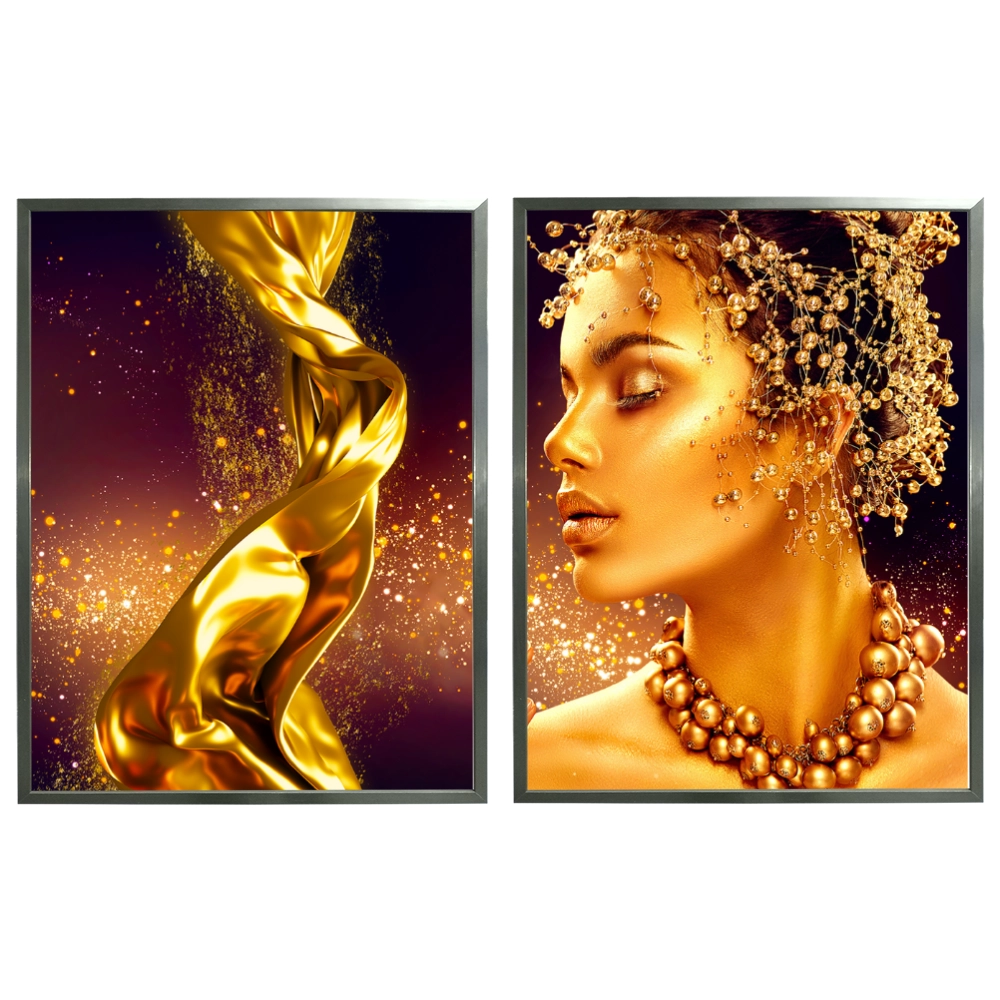 Kit 2 Quadros: Luxo Dourado