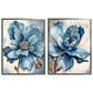 Kit 2 Quadros: Floral Azul Sereno