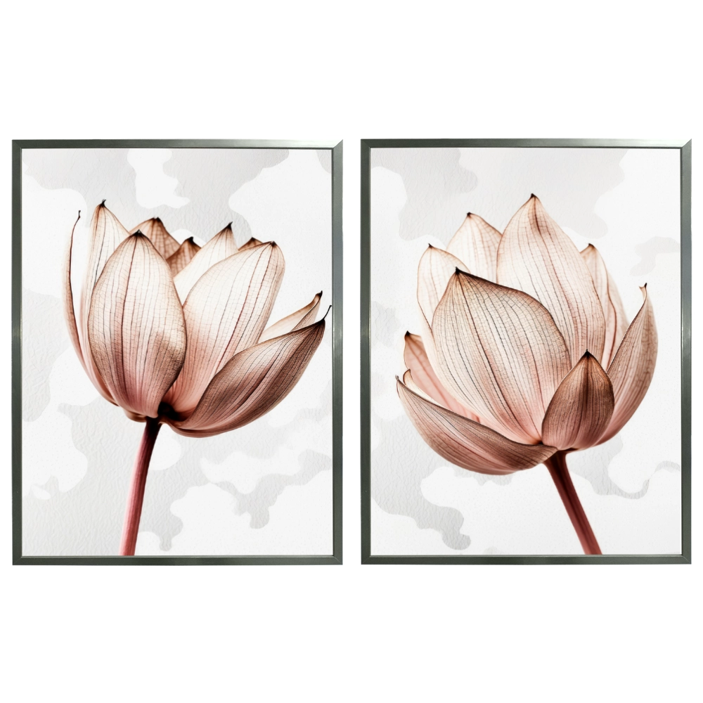 Kit 2 Quadros: Floral Rosa Sublime