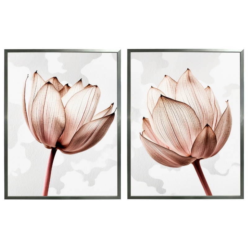 Kit 2 Quadros: Floral Rosa Sublime