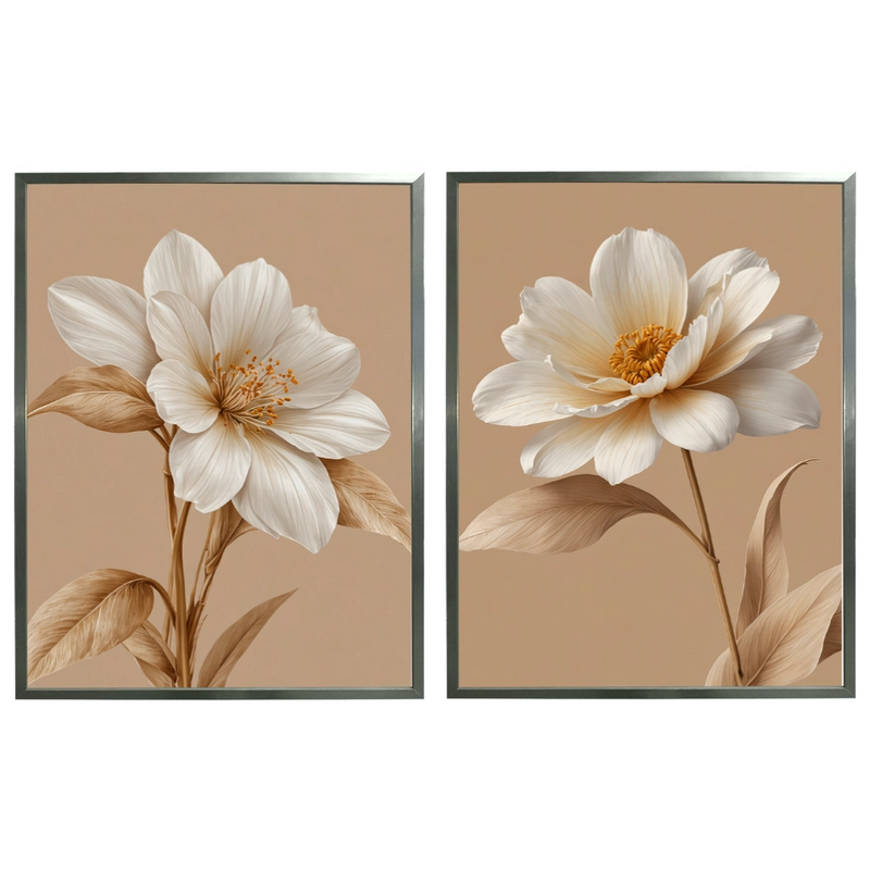 Kit 2 Quadros: Floral Terra Serena