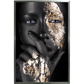 Rosto feminino com pintura Black e textura Gold