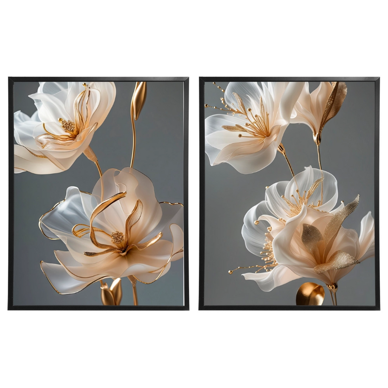 Kit 2 Quadros: Sofisticação Floral