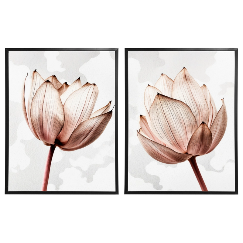 Kit 2 Quadros: Floral Rosa Sublime