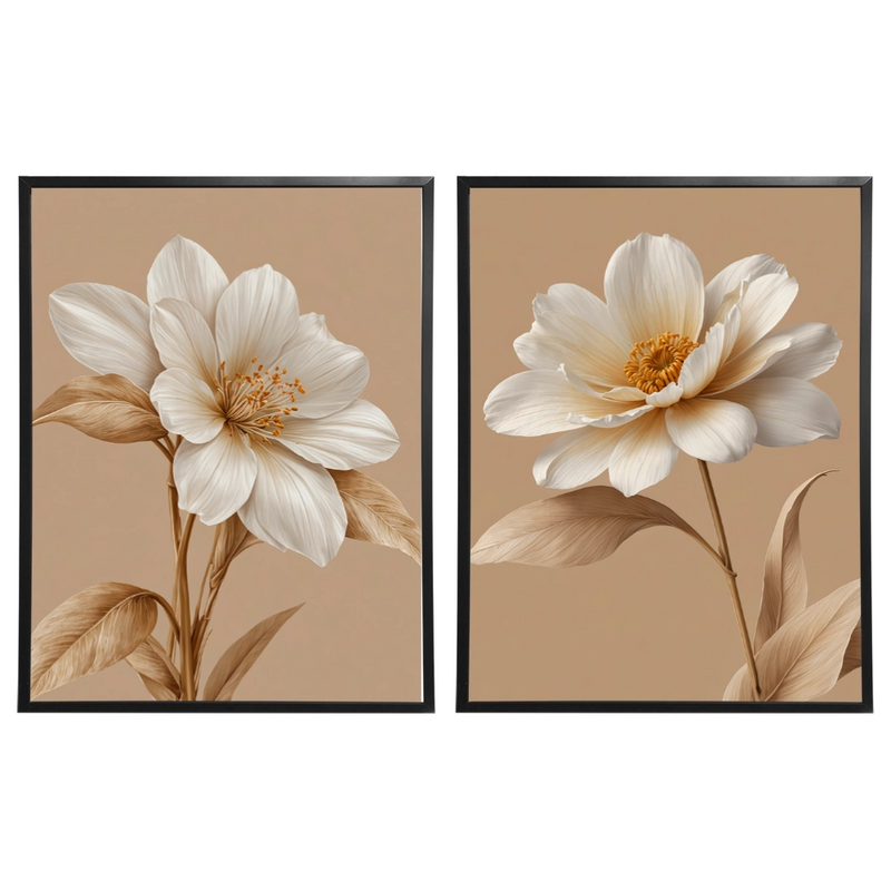 Kit 2 Quadros: Floral Terra Serena